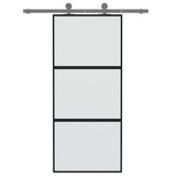 Sliding Door Black 90x205 cm Tempered Glass and Aluminium 155199