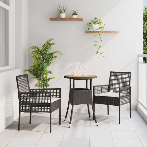 Garden Dining Set 3 pcs Black Poly rattan 3334951