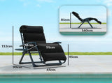 Set of Two Reclining Sun Loungers, with Cushion - Black T3398P314194