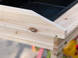 Garden Potting Bench Table, Wooden Work Station, Outdoor Planting Workbench with 2 Wheels, Sink, T3398P315858