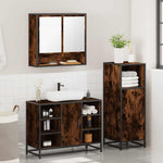 ZNTS 3 Piece Bathroom Furniture Set Smoked Oak Engineered Wood 3301002