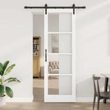 Sliding Door ORKDAL White 78 x 232 cm Solid Pine Wood and Glass 3331940