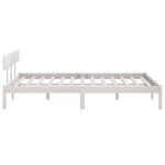 Bed Frame without Mattress White Solid Wood Super King 810163