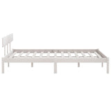 Bed Frame without Mattress White Solid Wood Super King 810163