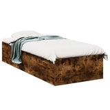 Bed Frame without Mattress Smoked Oak 75x190 cm Small Single Engineered Wood 841990