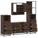 ZNTS 4 Piece Bathroom Furniture Set Brown Oak Engineered Wood 3301294