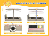 Kids Wooden Sandpit, sandbox with canopy & Seats, for Gardens - Grey T3398P348078