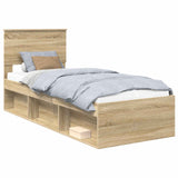 Bed Frame with Headboard Sonoma Oak 75 x 190 cm Solid Pine Wood 3410665