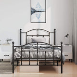 Metal Bed Frame without Mattress with Footboard Black 100x200cm 353452