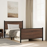 Metal Bed Frame without Mattress Brown Oak 100x190 cm 4007777