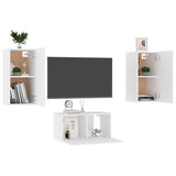 3 Piece TV Cabinet Set White Engineered Wood 3078657