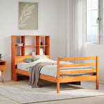 ZNTS Bookcase Bed without Mattress Wax Brown 100x200 cm Solid Wood 3321915