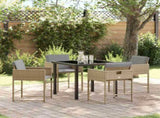 Garden Dining Set 5 pcs Beige Poly Rattan 3380737