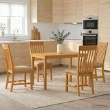Dining Set 5 pcs Beige Solid Oak Wood 3430245