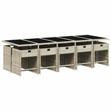11 Piece Garden Dining Set with Cushions Light Grey Poly Rattan 3211115