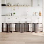 Dog Gate with Door Foldable 6 Panels Brown Oak 300 cm Poplar Wood 352229