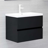 Sink Cabinet with Built-in Basin Black Engineered Wood 3071631