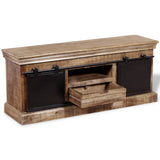 TV Cabinet with 2 Sliding Doors Solid Mango Wood 110x30x45 cm 244019