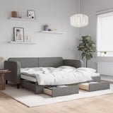 Daybed with Trundle&Drawers without Mattress Dark Grey 90x190 cm Single 3196890