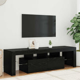 TV Cabinet with LED Lights Black Oak 140x36.5x40 cm Engineered Wood 862030