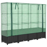 ZNTS Raised Bed with Greenhouse Cover Rattan Look 160x40x138 cm 4015816