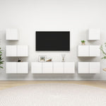 ZNTS 8 Piece TV Cabinet Set White Engineered Wood 3078714