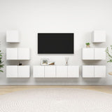 ZNTS 8 Piece TV Cabinet Set White Engineered Wood 3078714