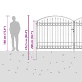 Fence Gate "ASSEN" Double Door with Arched Top Steel 400x175 cm 143095