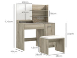 Dressing Table and Stool Set, with Storage - Wood-Effect T3398P341020