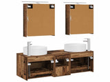 Bathroom Furniture Set 5 pcs Old Wood Engineered Wood and Glass 3407077