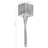 Ground Spikes 2 pcs Silver 14x14x58 cm Galvanised Steel 145445