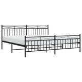 Metal Bed Frame without Mattress with Footboard Black 193x203cm 373715