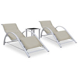 Sun Lounger Cream for loungers, Black and Silver for table 310536