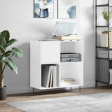 Record Cabinet High Gloss White 84.5x38x89 cm Engineered Wood 831774