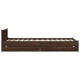 Bed Frame with Drawers without Mattress Brown Oak 75x190 cm Small Single 3279976