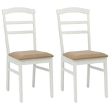 Dining Chair 2 pcs White and Brown Solid Rubber Wood 42020499