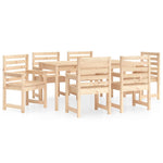7 Piece Garden Dining Set Solid Wood Pine 3154713
