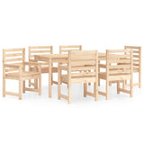 7 Piece Garden Dining Set Solid Wood Pine 3154713