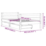 Kids Bed Frame with Drawers White 80x160 cm Solid Wood Pine 834445