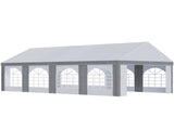 8 x 4m Galvanised Party Tent, Marquee Gazebo with Sides, Eight Windows and Double Doors, for T3398P320043