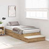 Storage Bed Frame with Drawer Artisan Oak 90 cm Engineered Wood 3335676
