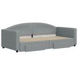 Daybed with Trundle&Drawers without Mattress Light Grey 90x190 cm Single 3197261