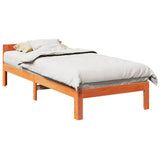 ZNTS Bed Frame without Mattress Wax Brown 80x200 cm Solid Wood Pine 859228