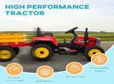 Ride On Tractor, Battery Powered Electric Car, with Detachable Trailer, Remote Control, Music - Red T3398P348361