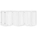 Dog Gate with Door Foldable 6 Panels White 300 cm Poplar Wood 352247