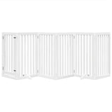 Dog Gate with Door Foldable 6 Panels White 300 cm Poplar Wood 352247