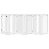 Dog Gate with Door Foldable 6 Panels White 300 cm Poplar Wood 352247