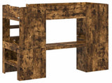 Loft Bed Frame with Desk Smoked Oak 75 x 190 cm Engineered Wood 3410431