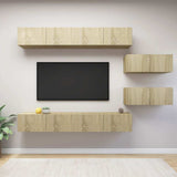 6 Piece TV Cabinet Set Sonoma Oak Engineered Wood 3079043