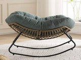 Oversize Rocking Chair Egg-Shaped Wicker Rattan Patio Lounge with Thick Cushion, Perfect for W5807P528179